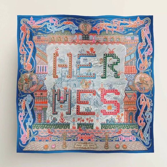 NWT HERMES Super Silk Quest Scarf 90cm Silk Logo Maze Block Game Carre Unused - Picture 1 of 6